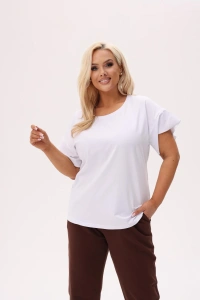 Biała basicowa bluzka Fala z falującym rękawem - 2