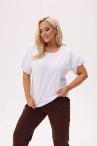 Biała basicowa bluzka Fala z falującym rękawem - 3