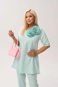 Elegancki komplet Violetta w miętowym kolorze - elegancja w nowoczesnym wydaniu - 2