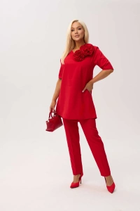 Czerwony komplet Violetta - elegancja w nowoczesnym wydaniu - 1