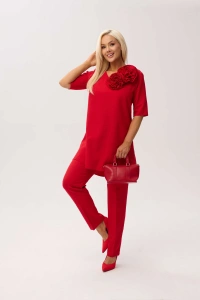 Czerwony komplet Violetta - elegancja w nowoczesnym wydaniu - 3