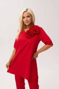 Czerwony komplet Violetta - elegancja w nowoczesnym wydaniu - 2