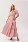 Sukienka MAXI Mirabella w odcieniu pudrowego różu z delikatną poświatą srebra OVERSIZE PLUS SIZE XXL WIOSNA LATO