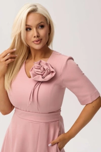 Sukienka MAXI Mirabella w odcieniu pudrowego różu z delikatną poświatą srebra - 4