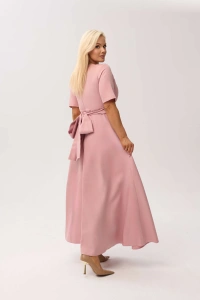 Sukienka MAXI Mirabella w odcieniu pudrowego różu z delikatną poświatą srebra - 5