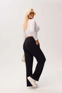 Czarne spodnie bambusowe Marlene z prostą nogawką - 4
