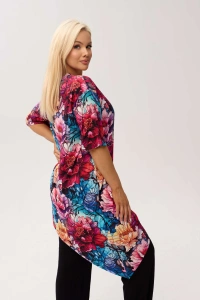 Wiskozowa tunika asymetryczna Capri Peony w print w piwonie - 6