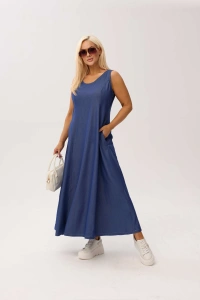 Sukienka denimowa Tessa MAXI – lekko taliowana, z kieszeniami - 3