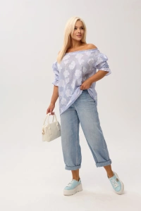 Kobieca bluzka hiszpanka Marbella Blue w kwiaty - 3