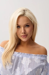 Kobieca bluzka hiszpanka Marbella Blue w kwiaty - 4