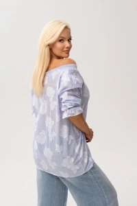 Kobieca bluzka hiszpanka Marbella Blue w kwiaty - 7
