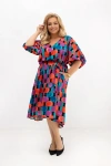 Sukienka Arie w kolorowe koła z paskiem | 100% wiskoza | OVERSIZE PLUS SIZE LATO
