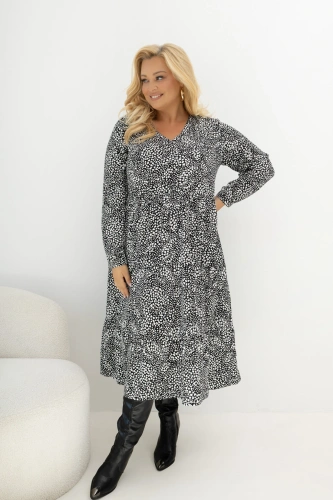 Sukienka midi Heart Story w serduszka z falbanami i kieszeniami Plus Size Oversize