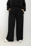 Oversizowe prążkowane czarne spodnie Good Day Ahead na gumce z kieszeniami Plus Size Oversize
