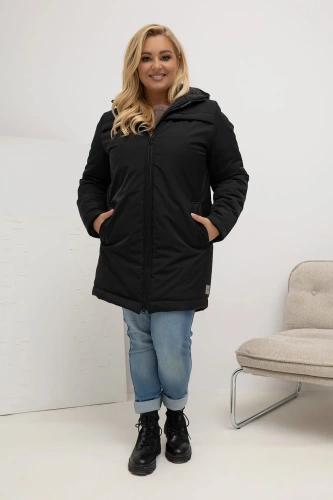 Czarna kurtka jesienno-zimowa Ready For More ocieplana z kapturem PLUS SIZE OVERSIZE